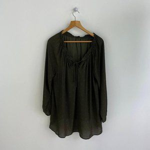 MICHEL STUDIO Green Sheer Fine Dots Blouse